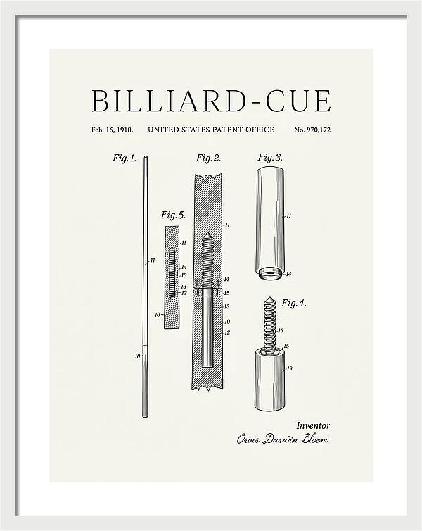 Billiard Cue Minimalist Patent Us970172a