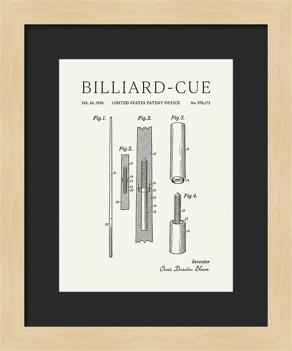 Billiard Cue Minimalist Patent Us970172a