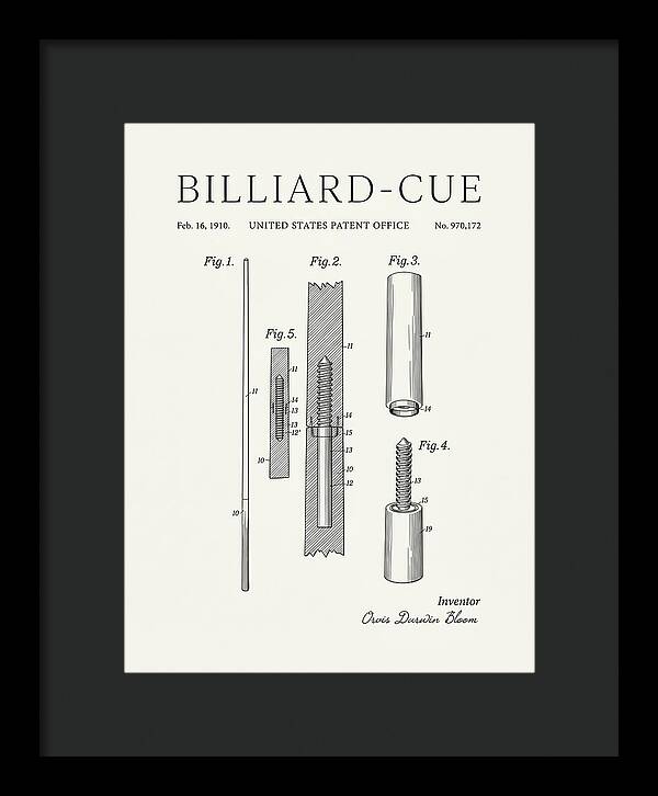 Billiard Cue Minimalist Patent Us970172a