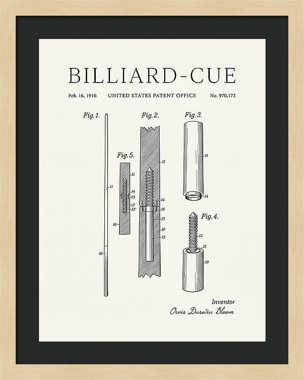 Billiard Cue Minimalist Patent Us970172a