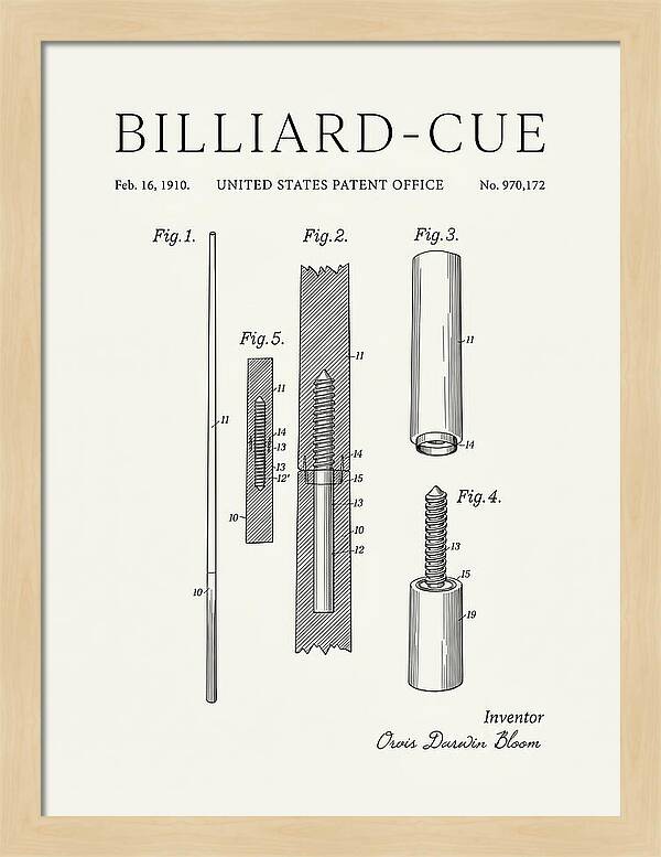 Billiard Cue Minimalist Patent Us970172a