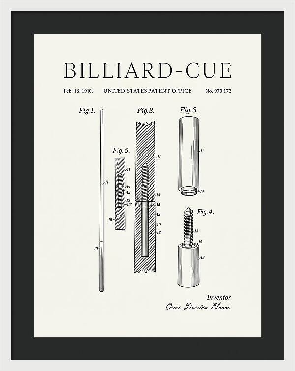 Billiard Cue Minimalist Patent Us970172a