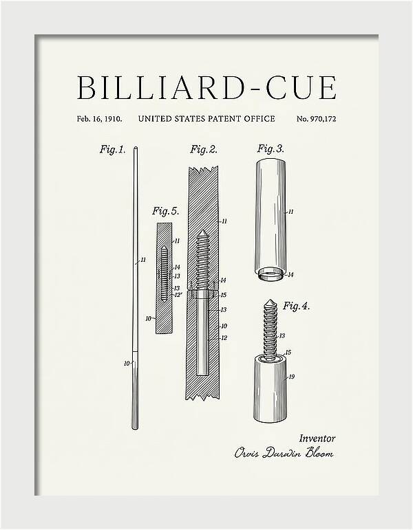 Billiard Cue Minimalist Patent Us970172a