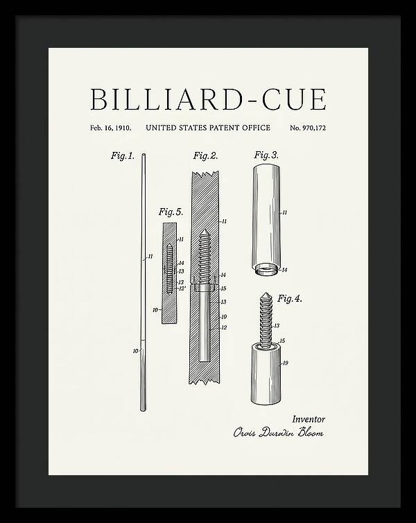 Billiard Cue Minimalist Patent Us970172a