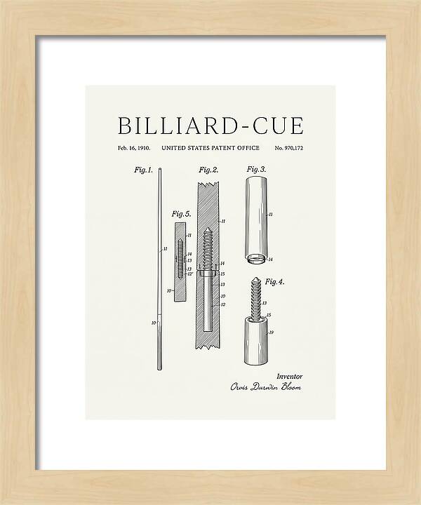 Billiard Cue Minimalist Patent Us970172a