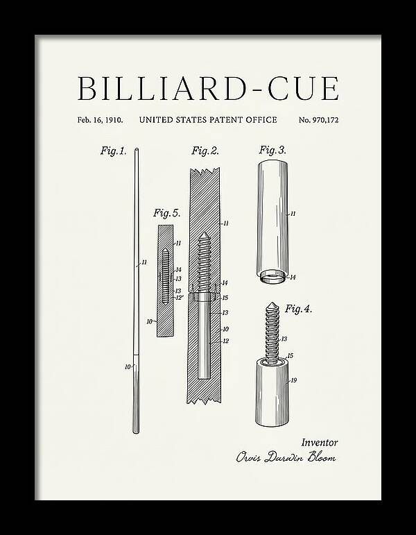 Billiard Cue Minimalist Patent Us970172a