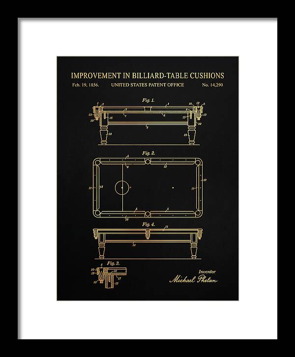 Billiard Table Cushion Gold Patent Us14290a