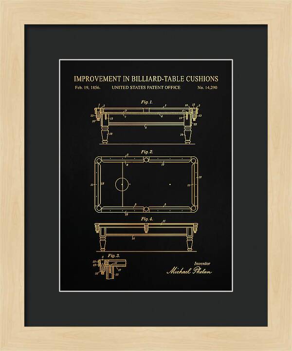 Billiard Table Cushion Gold Patent Us14290a