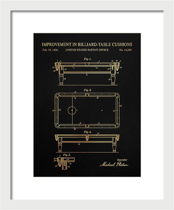 Billiard Table Cushion Gold Patent Us14290a