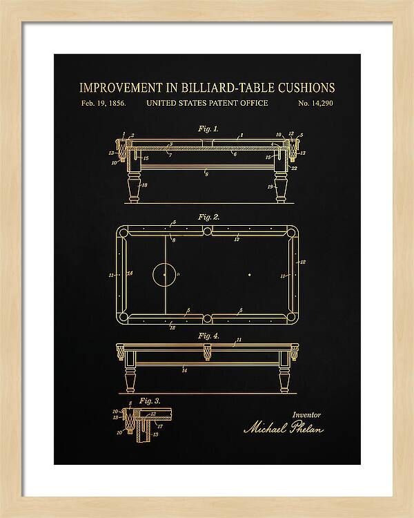 Billiard Table Cushion Gold Patent Us14290a