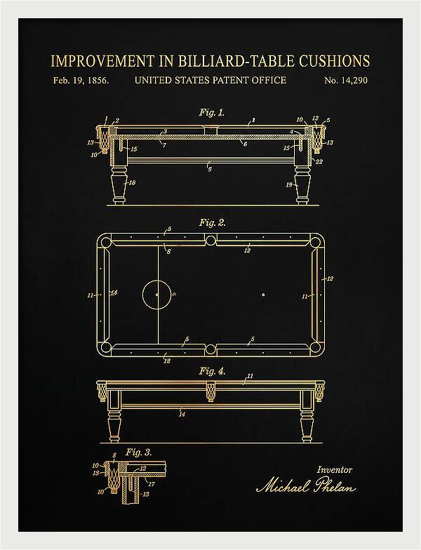 Billiard Table Cushion Gold Patent Us14290a