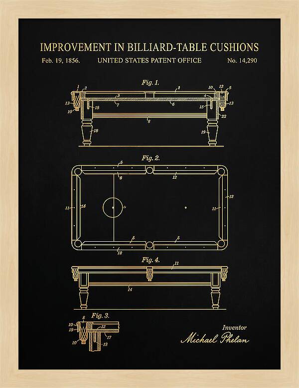 Billiard Table Cushion Gold Patent Us14290a