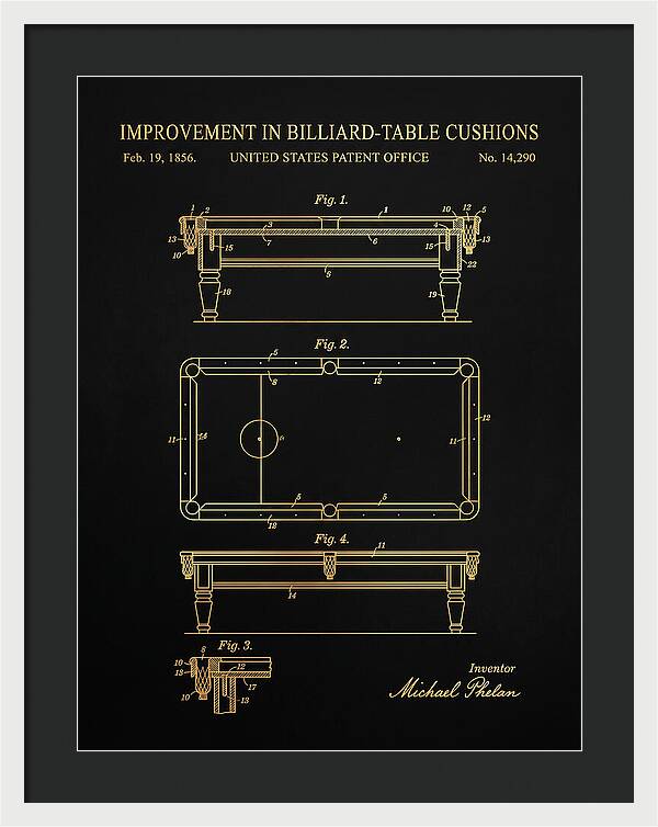 Billiard Table Cushion Gold Patent Us14290a