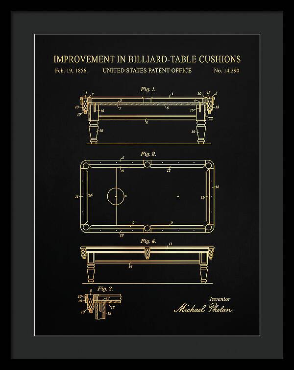 Billiard Table Cushion Gold Patent Us14290a