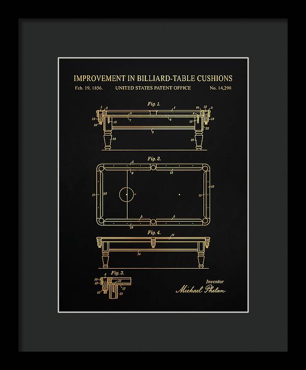 Billiard Table Cushion Gold Patent Us14290a
