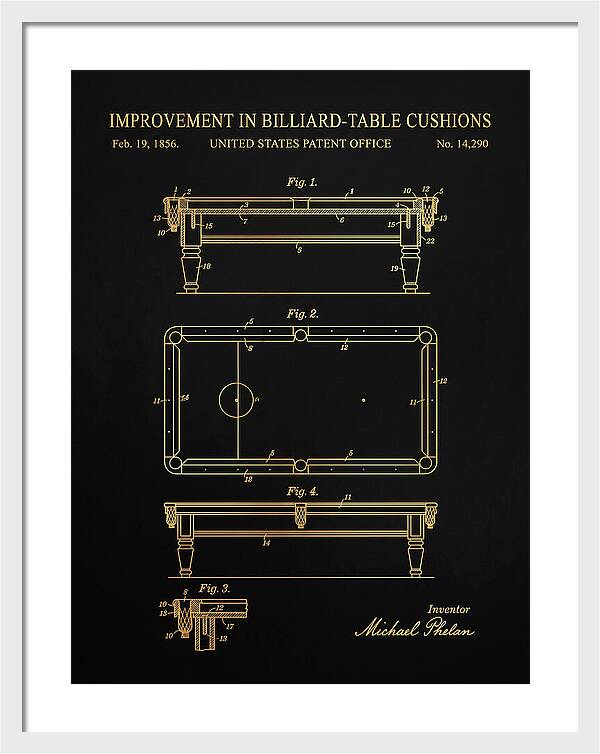 Billiard Table Cushion Gold Patent Us14290a