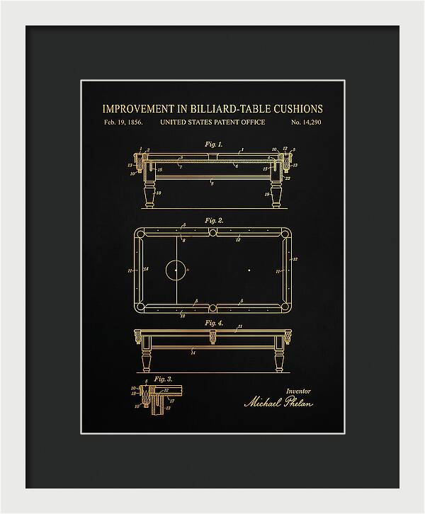 Billiard Table Cushion Gold Patent Us14290a