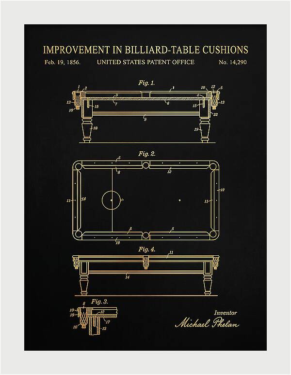 Billiard Table Cushion Gold Patent Us14290a