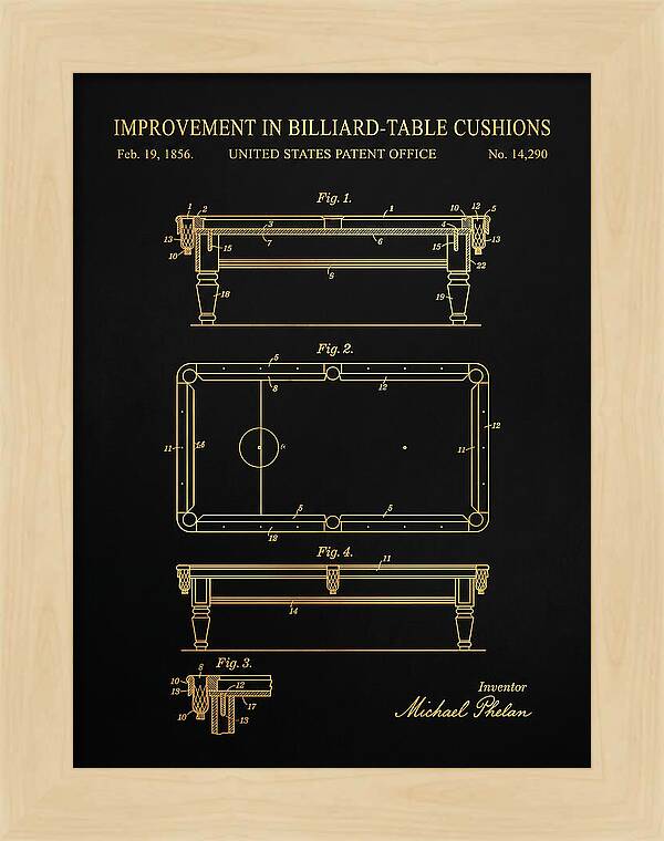 Billiard Table Cushion Gold Patent Us14290a