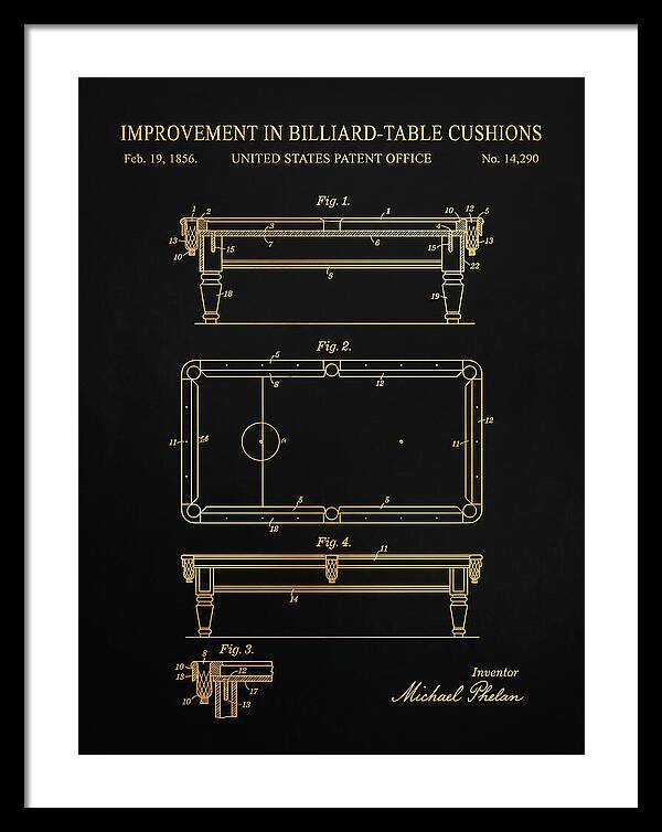 Billiard Table Cushion Gold Patent Us14290a