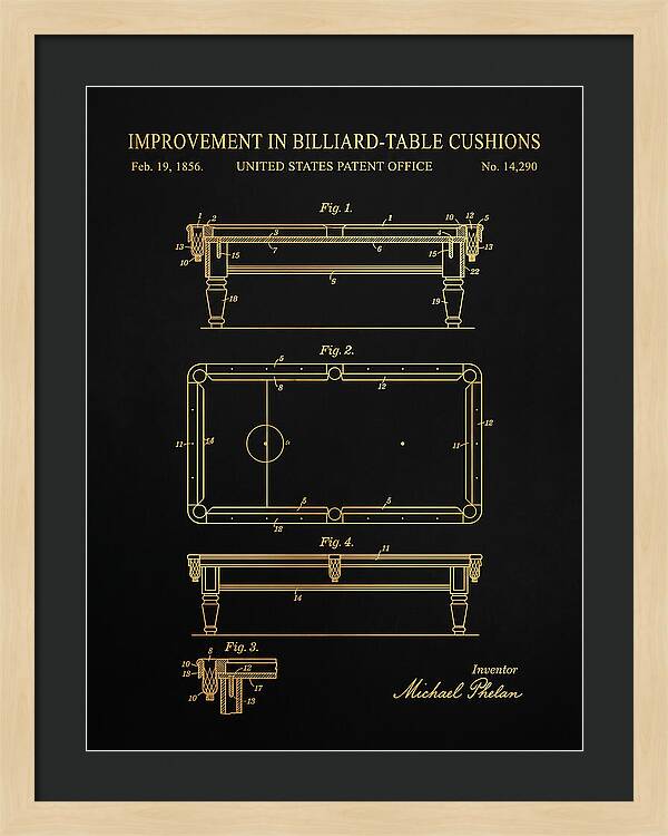 Billiard Table Cushion Gold Patent Us14290a