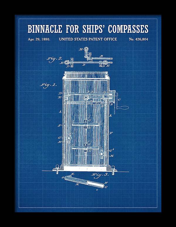 Binnacle For Ships' Compasses Blueprint Patent Us426804