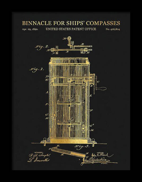 Binnacle For Ships' Compasses Gold Patent Us426804