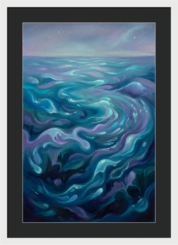 Bioluminescent Ocean Under Stars