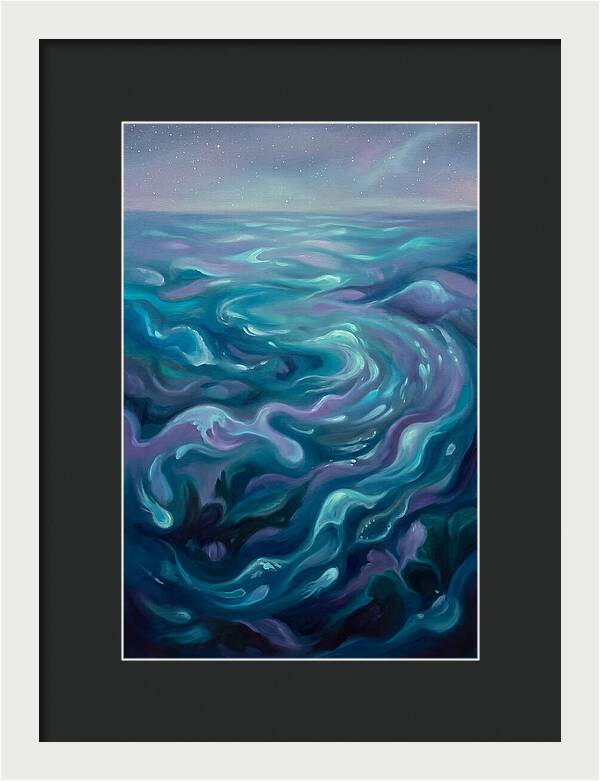 Bioluminescent Ocean Under Stars