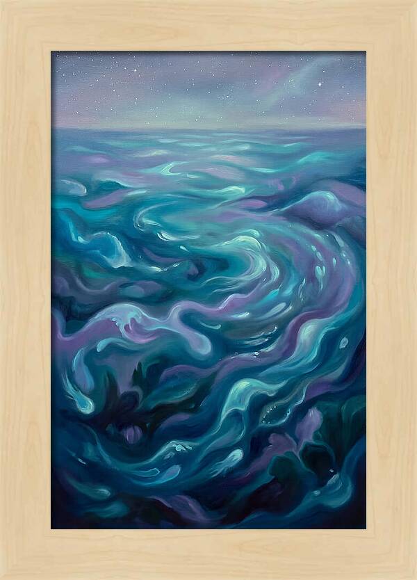 Bioluminescent Ocean Under Stars