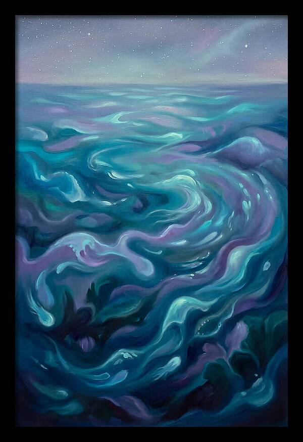 Bioluminescent Ocean Under Stars