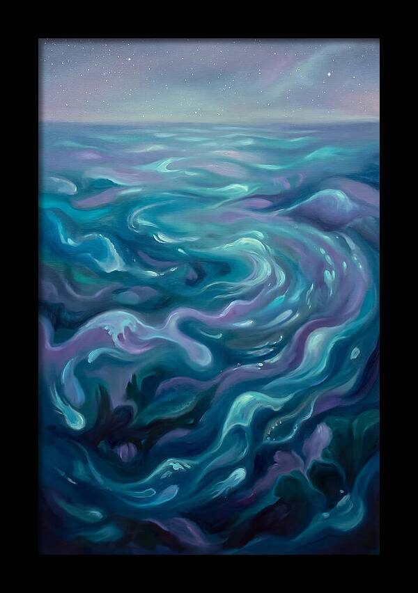 Bioluminescent Ocean Under Stars