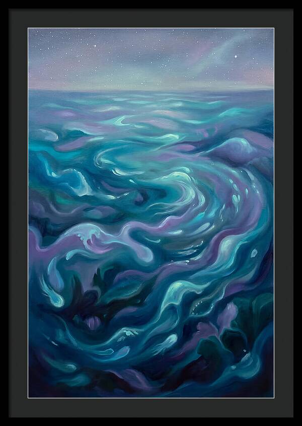 Bioluminescent Ocean Under Stars