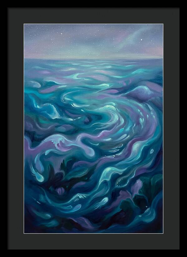 Bioluminescent Ocean Under Stars