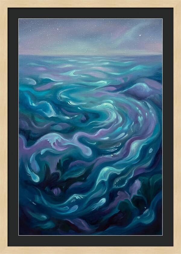 Bioluminescent Ocean Under Stars