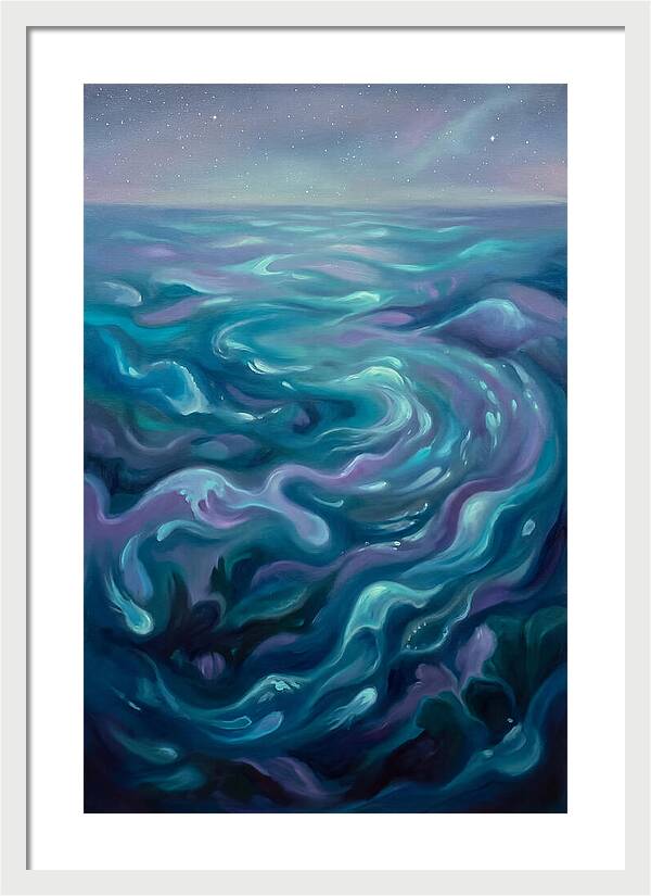 Bioluminescent Ocean Under Stars