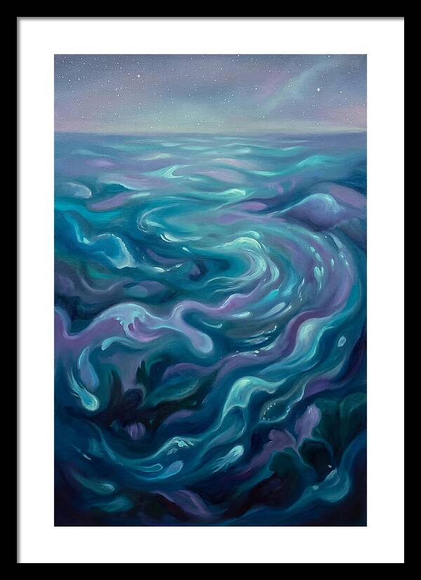 Bioluminescent Ocean Under Stars