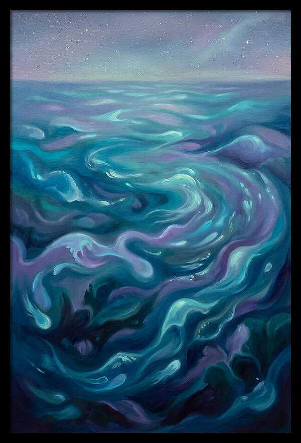 Bioluminescent Ocean Under Stars
