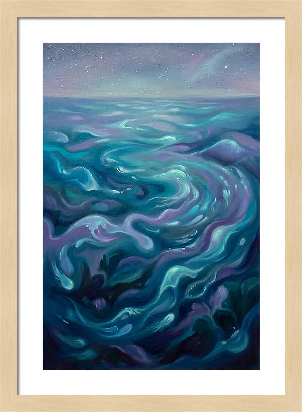 Bioluminescent Ocean Under Stars