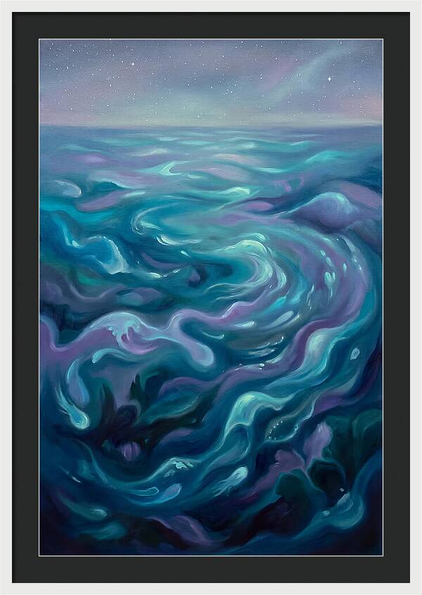 Bioluminescent Ocean Under Stars