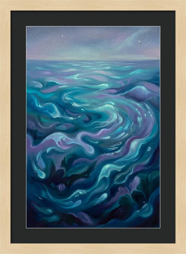 Bioluminescent Ocean Under Stars