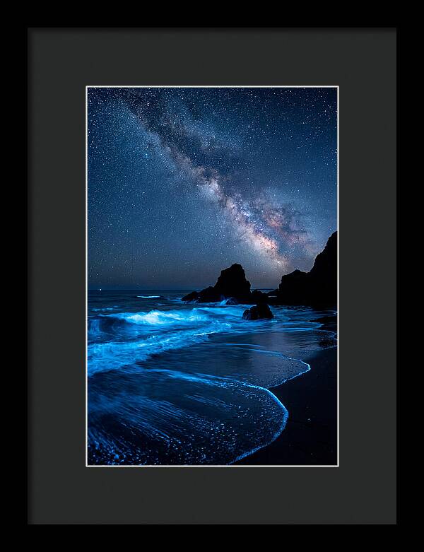 Bioluminescent Waves Under Stars