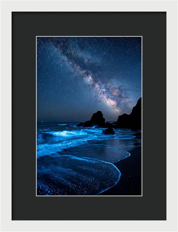 Bioluminescent Waves Under Stars