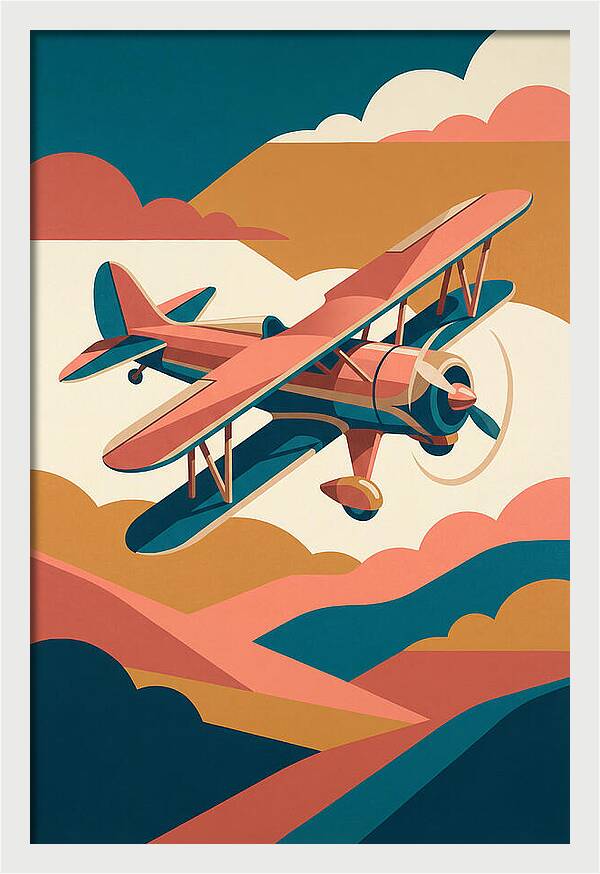 Biplane In Flight