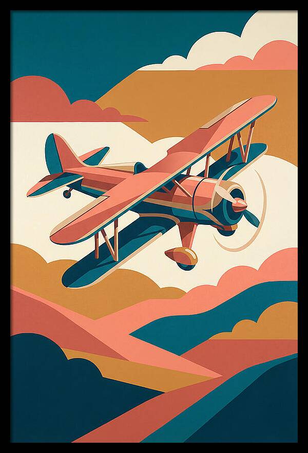 Biplane In Flight