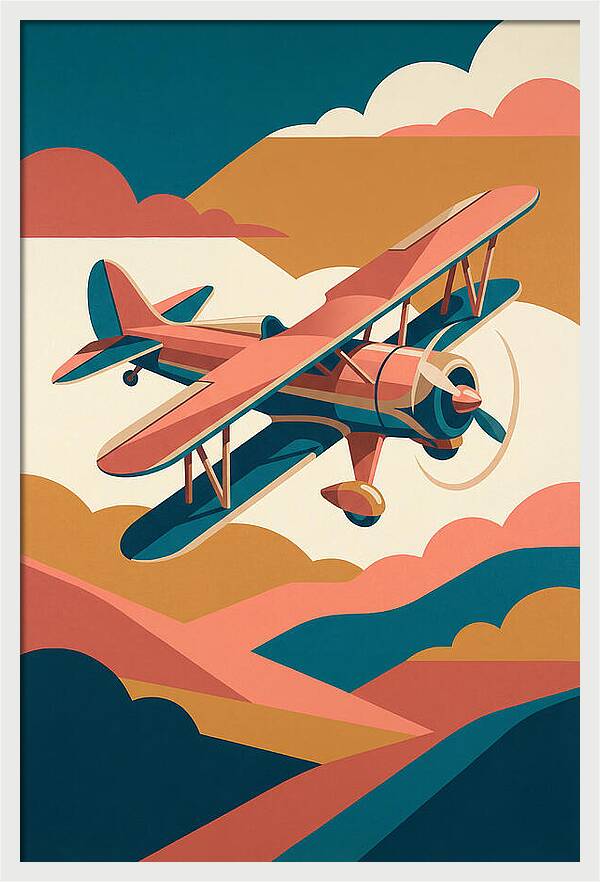 Biplane In Flight