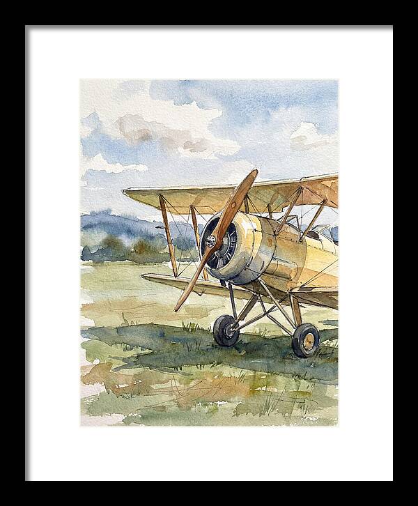 Biplane In Tranquil Landscape