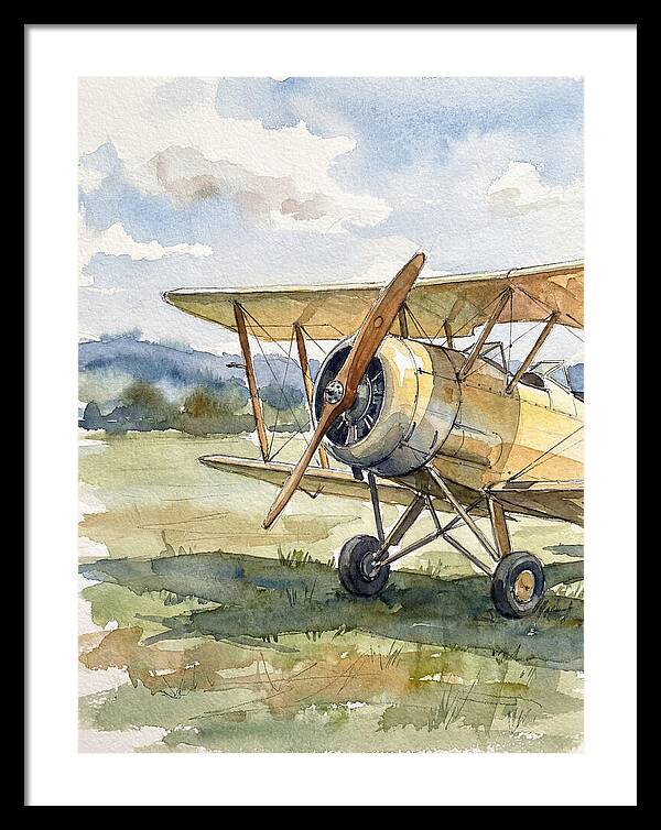 Biplane In Tranquil Landscape