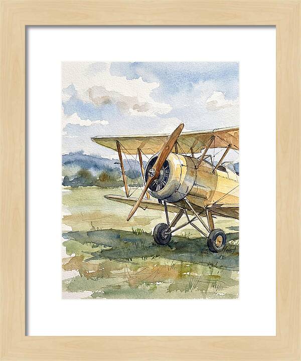 Biplane In Tranquil Landscape
