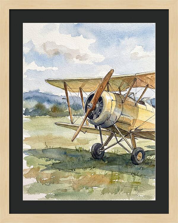 Biplane In Tranquil Landscape